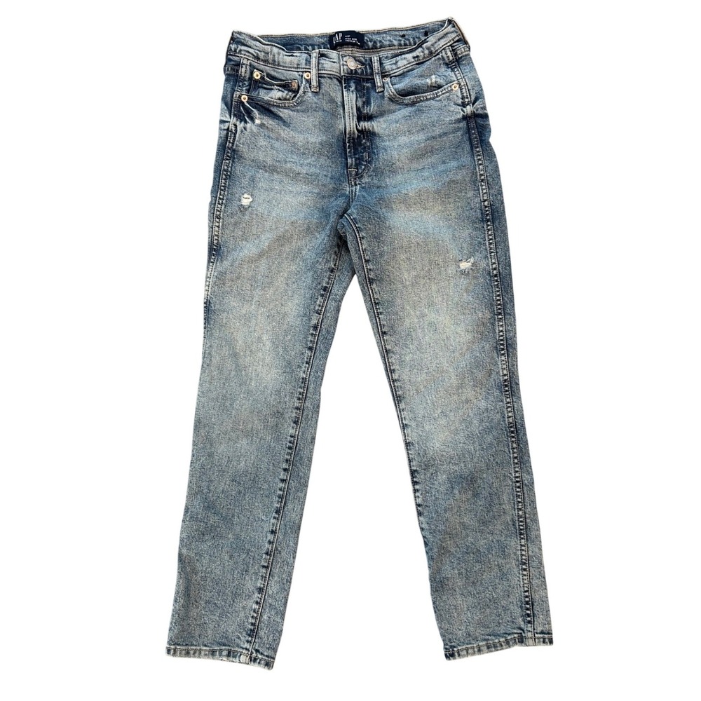 Gap Denim High Rise Vintage Slim Jeans Light Vintage Wash Dark Hilda Size 27 4